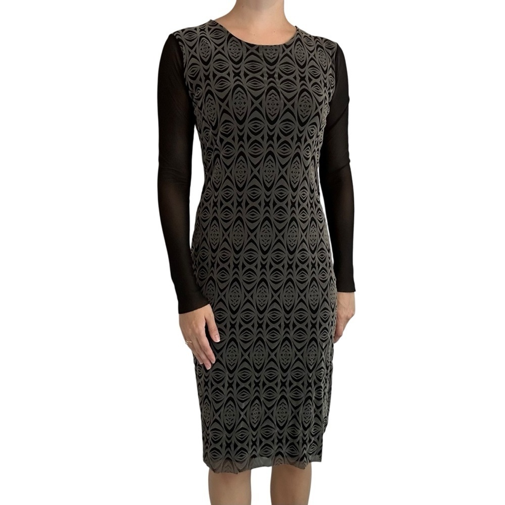 Petit Pois by Viviana G Knee Length Dress Mesh Sleeve Jacquard Size Medium